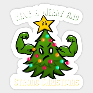 Christmas Tree with Muscles Strong Christmas for bodybuilder Sticker